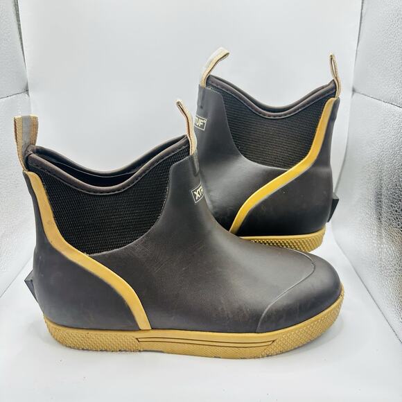 Xtratuf Boots Shoes Mens Size 9 Brown Ankle Waterproof Slip On Deck Rubber Sole - Picture 1 of 7